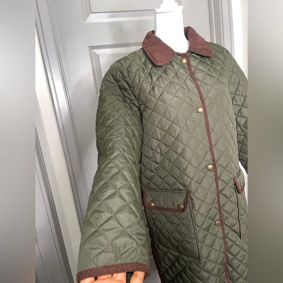 Ralph Lauren Olive Quilted Puffer with Brown Trim - Picture 6 of 15